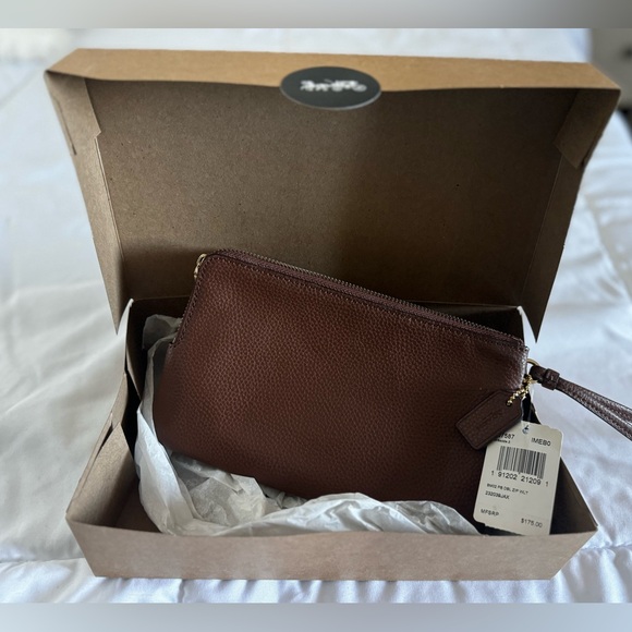 New Coach double corner zip wristlet/ wallet in Saddle brown - Picture 3 of 7